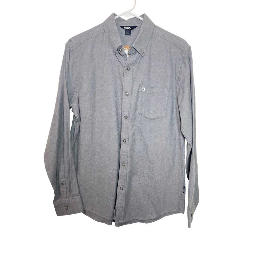 Eddie Bauer Mens Eddies Field Flannel Gray Button Down Shirt Medium NWT